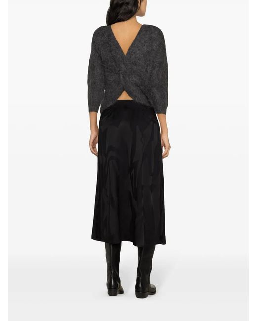 Ba&sh Black Banessa High-Waisted Midi Skirt
