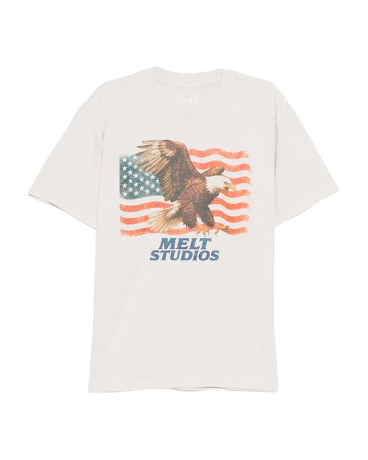 Melt White Eagle-Print T-Shirt for men