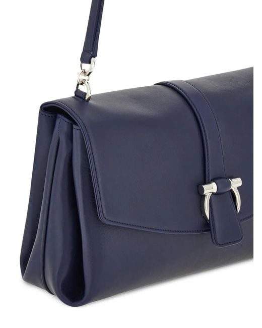 Ferragamo Blue Front Flap Shoulder Bag (S)