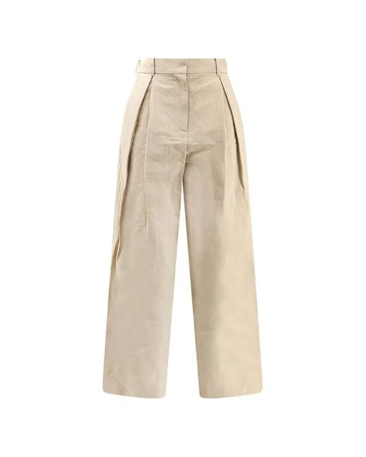 R2W White Pinces Wide-Leg Trousers
