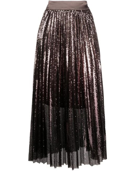 Peserico Black Plissé Pleated Midi Skirt
