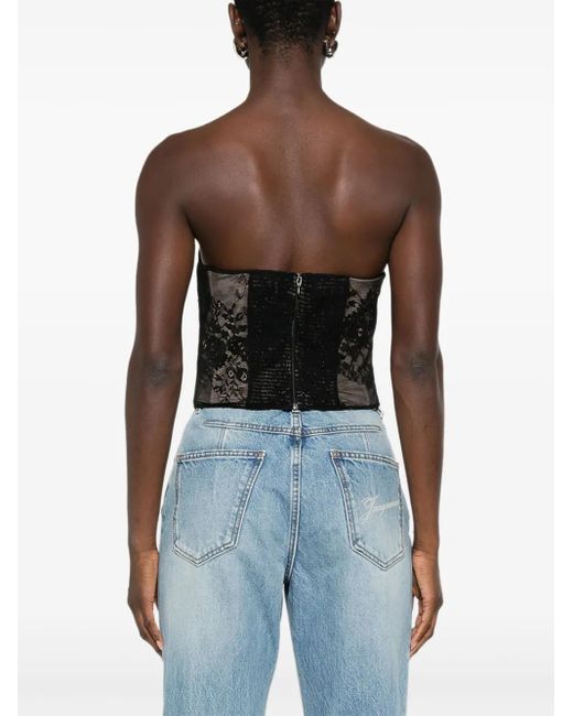 GIUSEPPE DI MORABITO Brown Lace Corset Top