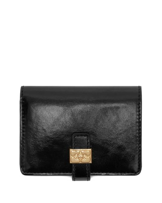 Ganni Black Logo-Plaque Wallet