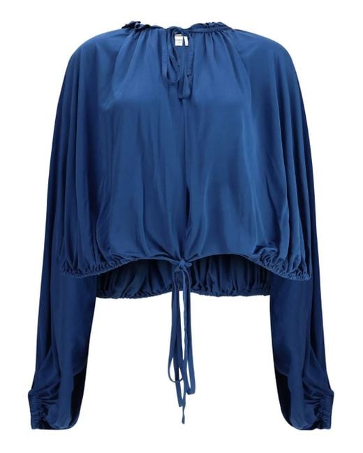 Saint Laurent Blue Bluse mit Puffärmeln