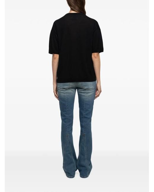 Zadig & Voltaire Black Heart-Intarsia Cashmere T-Shirt
