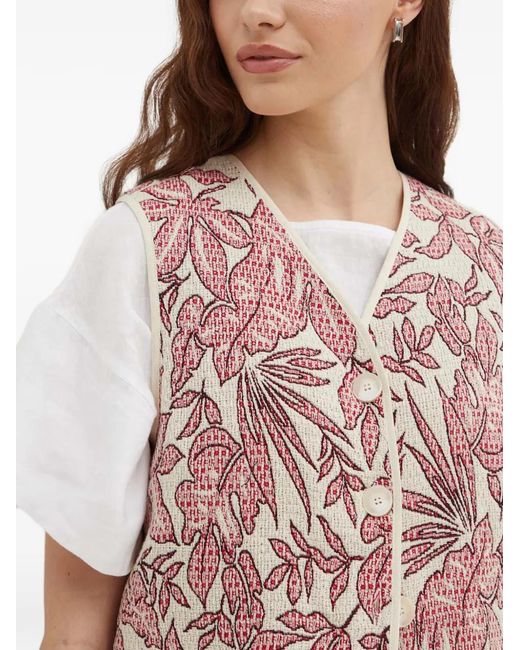 La Petite Francaise Red Gamin Floral V-Neck Vest