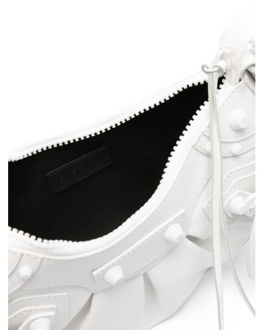 Balenciaga White Small Le Cagole Leather Shoulder Bag