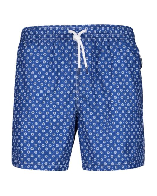 Fedeli Blue Flower-Pattern Swim Trunk for men