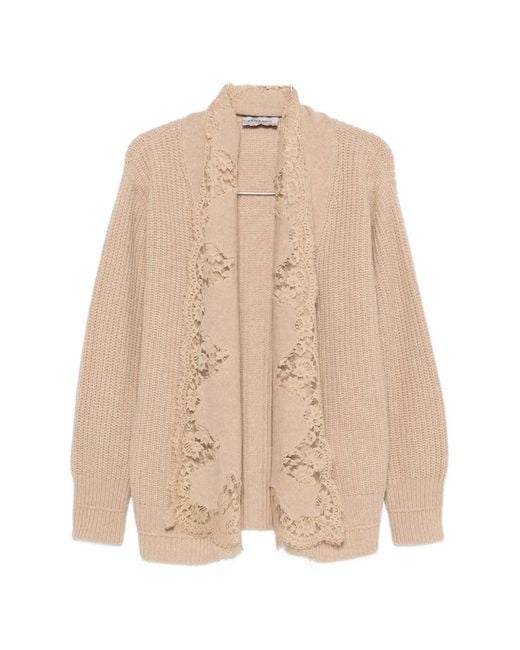 ERMANNO FIRENZE Natural Lace-Trim Cardigan