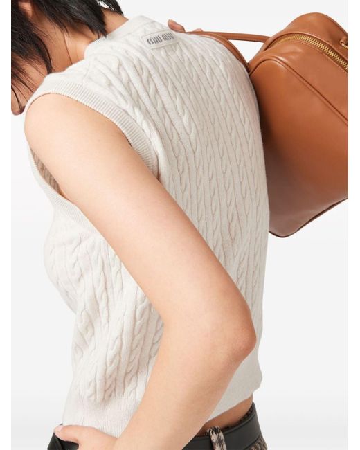 Miu Miu White Cable-knit Cashmere Vest
