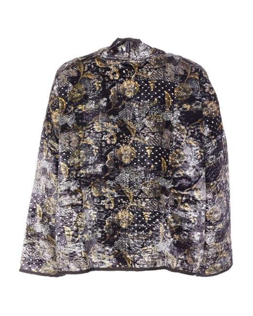 Yavi Gray Printed Velvet Jacket