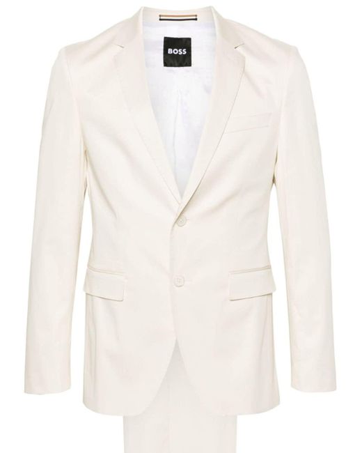 Boss White Notched-lapels Single-breasted Suit for men