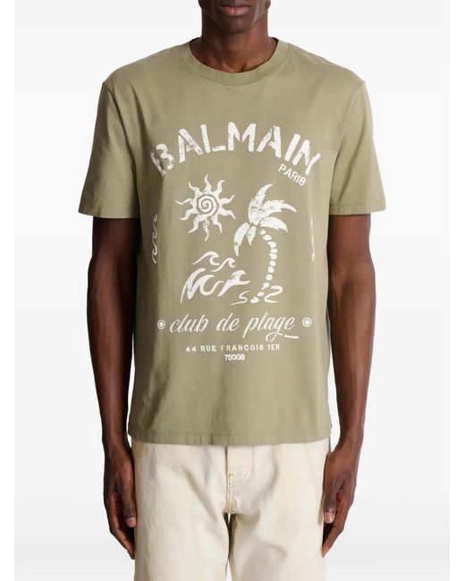 Balmain White Short-Sleeve Crew-Neck T-Shirt for men