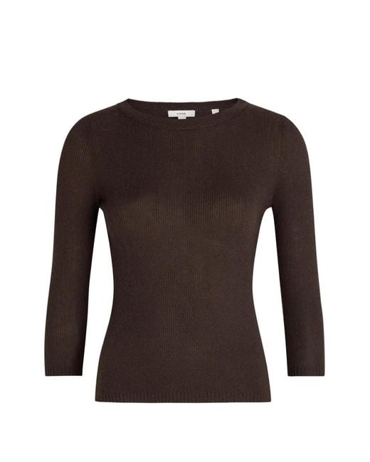 Vince Black Ribbed-Knit Boat-Neck Sweater