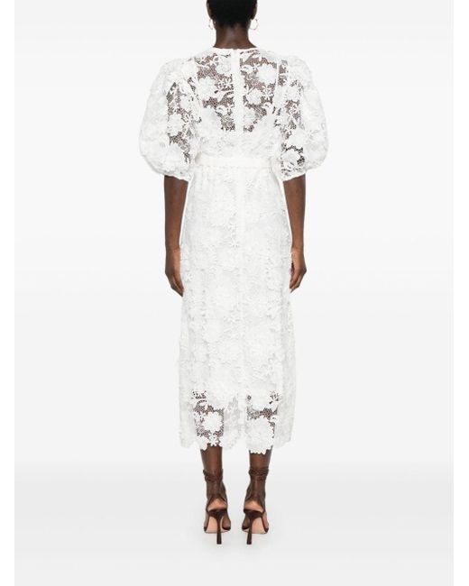 Zimmermann White Halliday Lace Flower Midi Dress