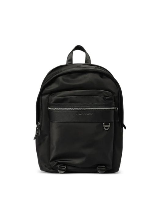 Emporio Armani Black Logo-Lettering Backpack for men