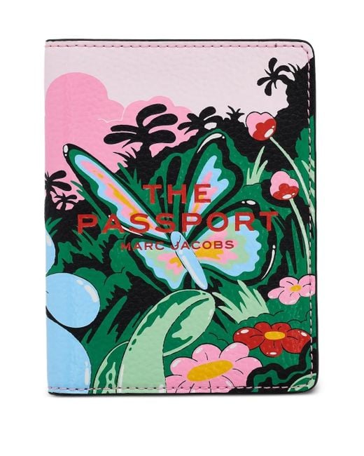 Marc Jacobs Green Floral-Print Passport Case