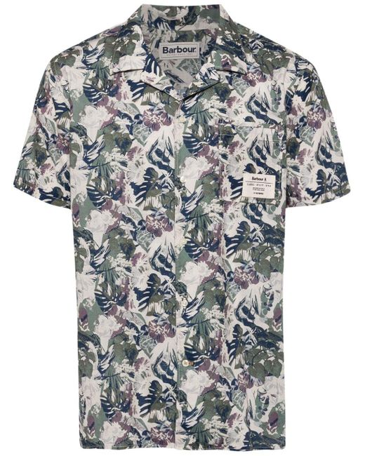 Barbour Gray Botanical-print Cotton Shirt for men