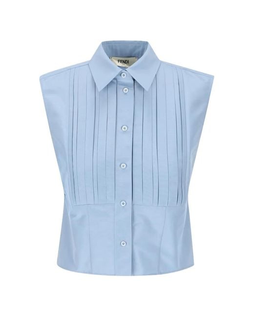 Fendi Blue Chemise À Effet Plissé