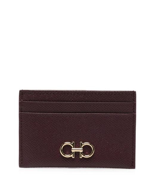 Ferragamo Purple Gancini-Plaque Card Holder