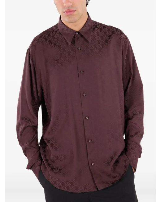 Roberto Cavalli Purple Monogram-Pattern Shirt for men