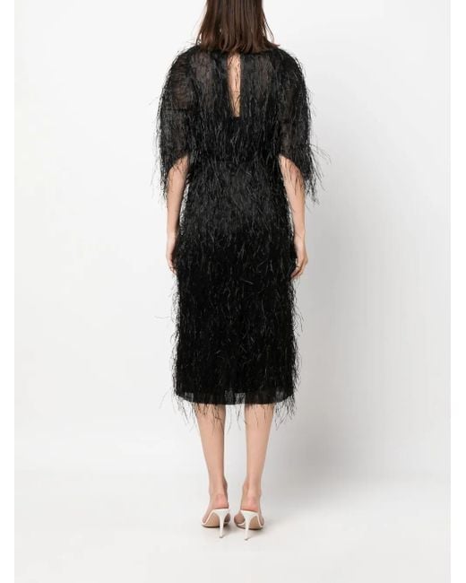 Lanvin Black Fringed Midi Dress