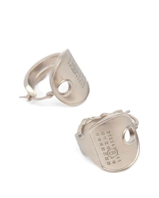 MM6 by Maison Margiela White Numeric-Engraved Hoop Earrings
