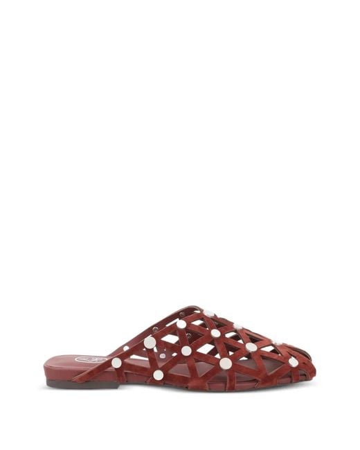 Ash Brown Bone Stud-Embellished Slides