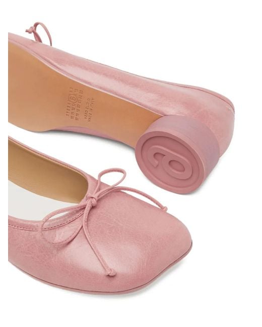 MM6 by Maison Margiela Bow Block-Heel Pumps in Pink | Lyst