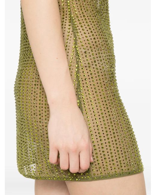 VENUJA Green Malibu Crystal-Embellished Mesh Mini Dress
