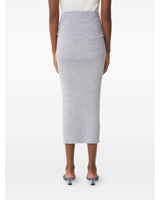 Lanvin Gray Draped Wrap-Effect Midi Skirt