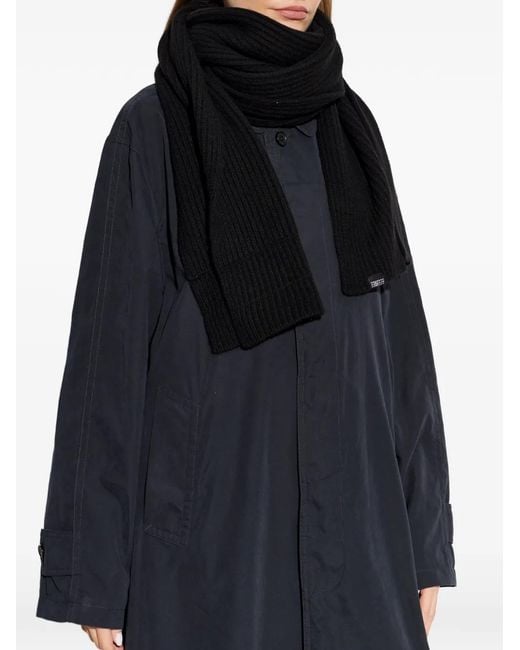 MM6 by Maison Margiela Black Ribbed Logo-Patch Scarf