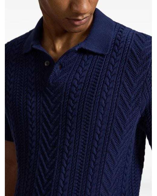 Polo Ralph Lauren Blue Knitted Cotton Polo Shirt for men
