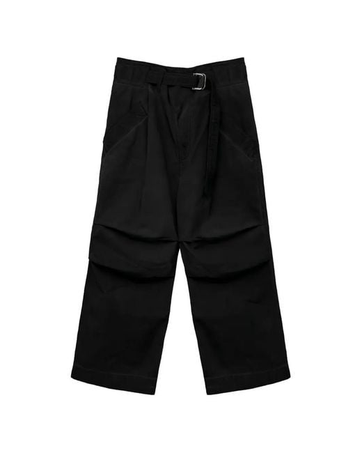 SAN263-1 Black Taped-Pockets Belt Trousers for men