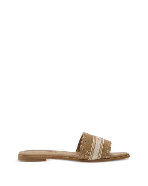 Tommy Hilfiger Natural Logo-Embroidered Canvas Sandals