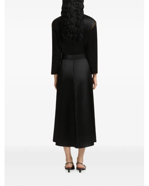 Marni Black Robe Manches Longues En Satin À Coutures Contrastées