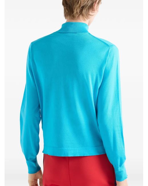 Prada Blue Roll-Neck Sweater for men