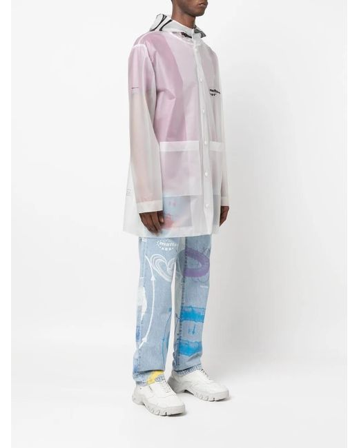 Msftsrep White Logo-Print Transparent Raincoat