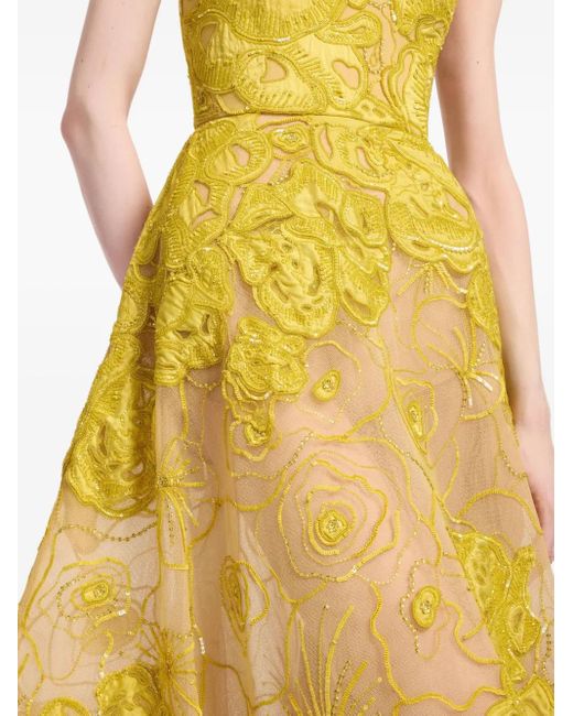 Elie Saab Yellow Bead-Embellished Maxi Dress
