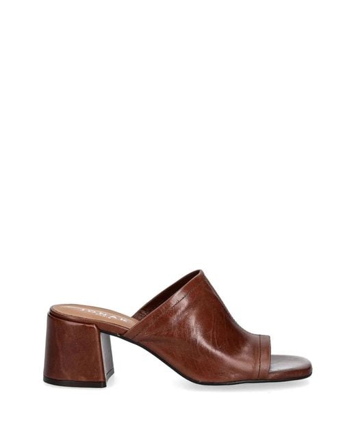 JONAK PARIS Brown Butterfly Block-Heel Leather Sandals