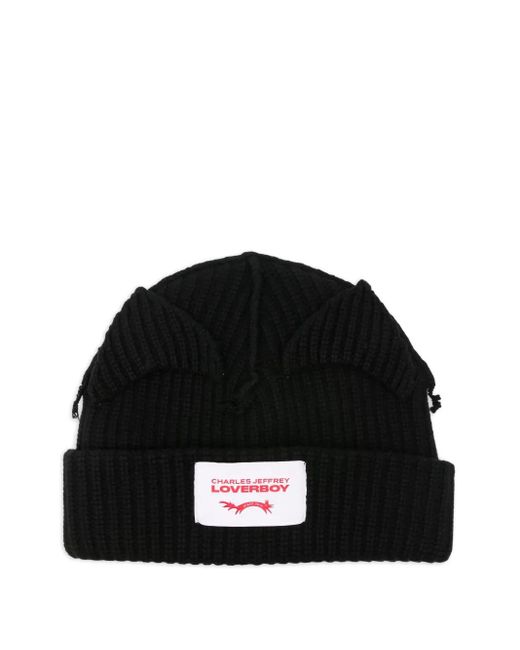 Charles Jeffrey Black Ribbed-Knit Beanie