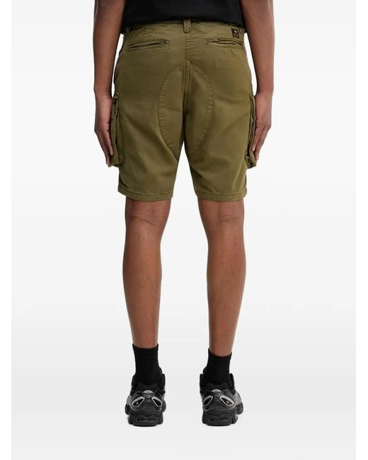 Alpha Industries Green Logo-Detail Cargo Shorts for men