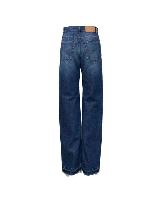 Stella McCartney Blue Pinstripe-Pattern Patchwork Jeans
