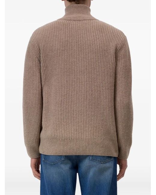 Closed Natural Ribbed-Knit Half-Zip Sweater for men