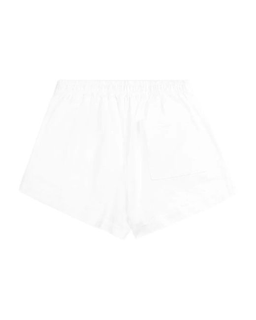 Sporty & Rich White Syracuse Disco Logo-Embroidered Shorts