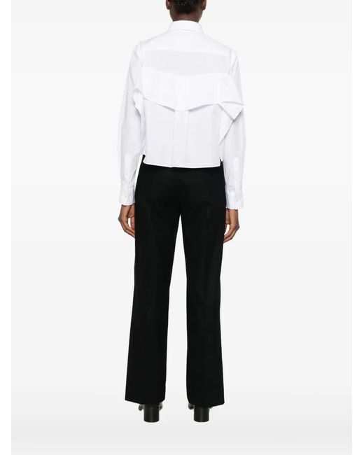 Sacai White Ruffled Cropped Shirt