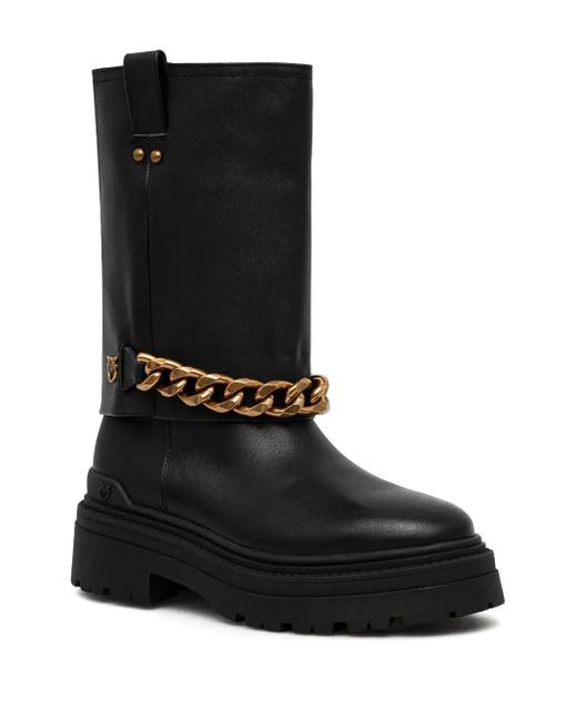 Pinko Black Chain-Detail Boots