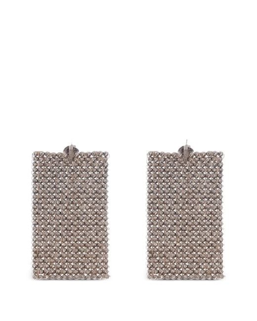 Brunello Cucinelli White Rectangular Monili Mesh Earrings for men