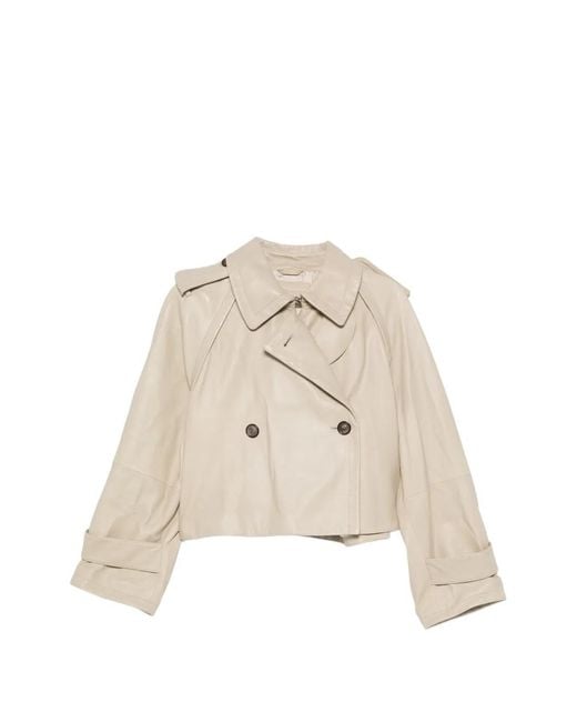 Giorgio Armani Natural Double-Breasted Leather Jacket
