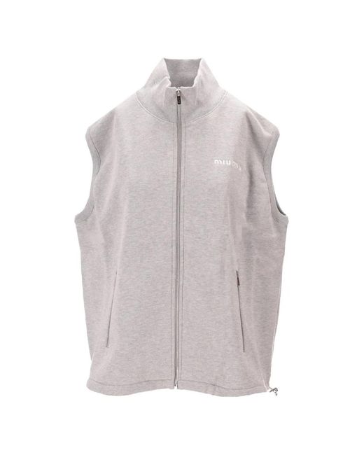 Miu Miu Gray Cotton Zipped Vest